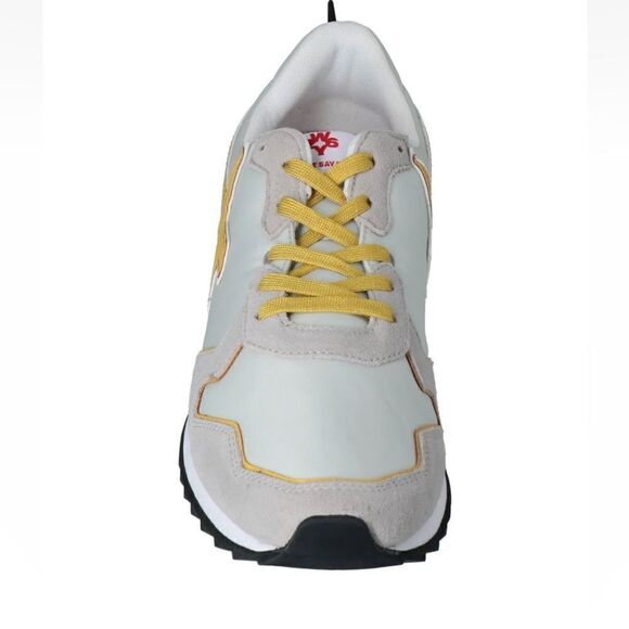 W6YZ Leather Techno Fabric Sneakers US8.5 EU42 Ivory Logo Multicolor - Picture 2 of 9